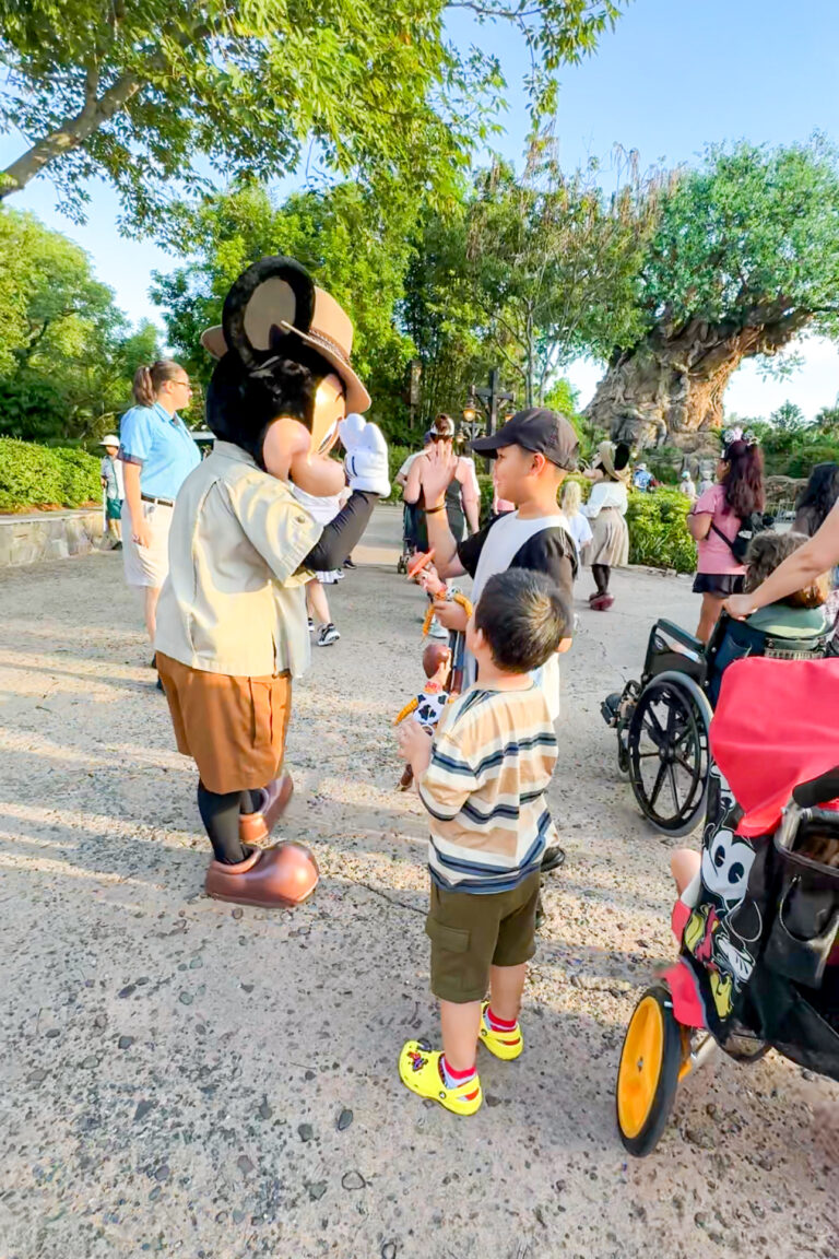 Kids meeting Mickey Mouse at Disney’s Animal Kingdom