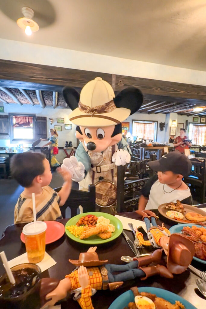 Kids meeting Mickey Mouse at Disney’s Animal Kingdom