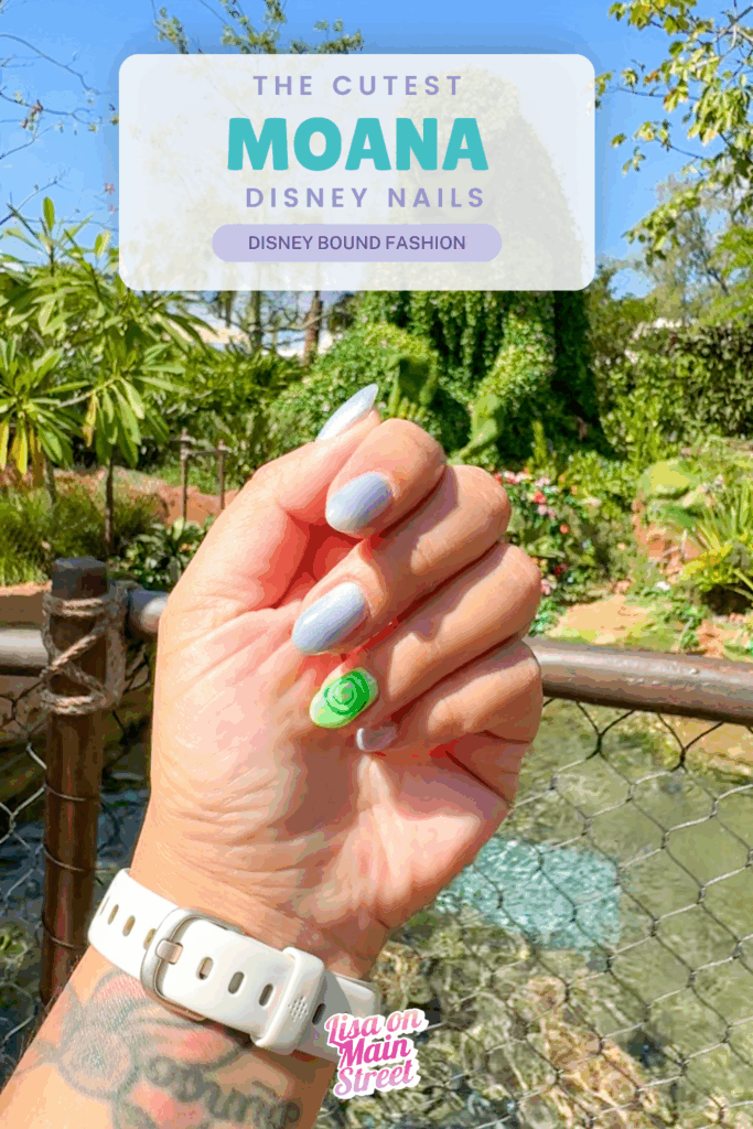 Complete your Disney outfit with Moana-inspired nails! From shimmering ocean blue to the iconic Te Fiti swirl, this Disney nail design is perfect for your next park trip.
