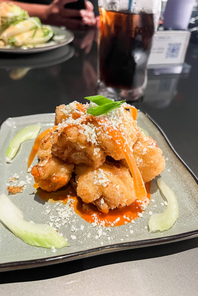 Fried tempure cauliflower appetizer at Space 220
